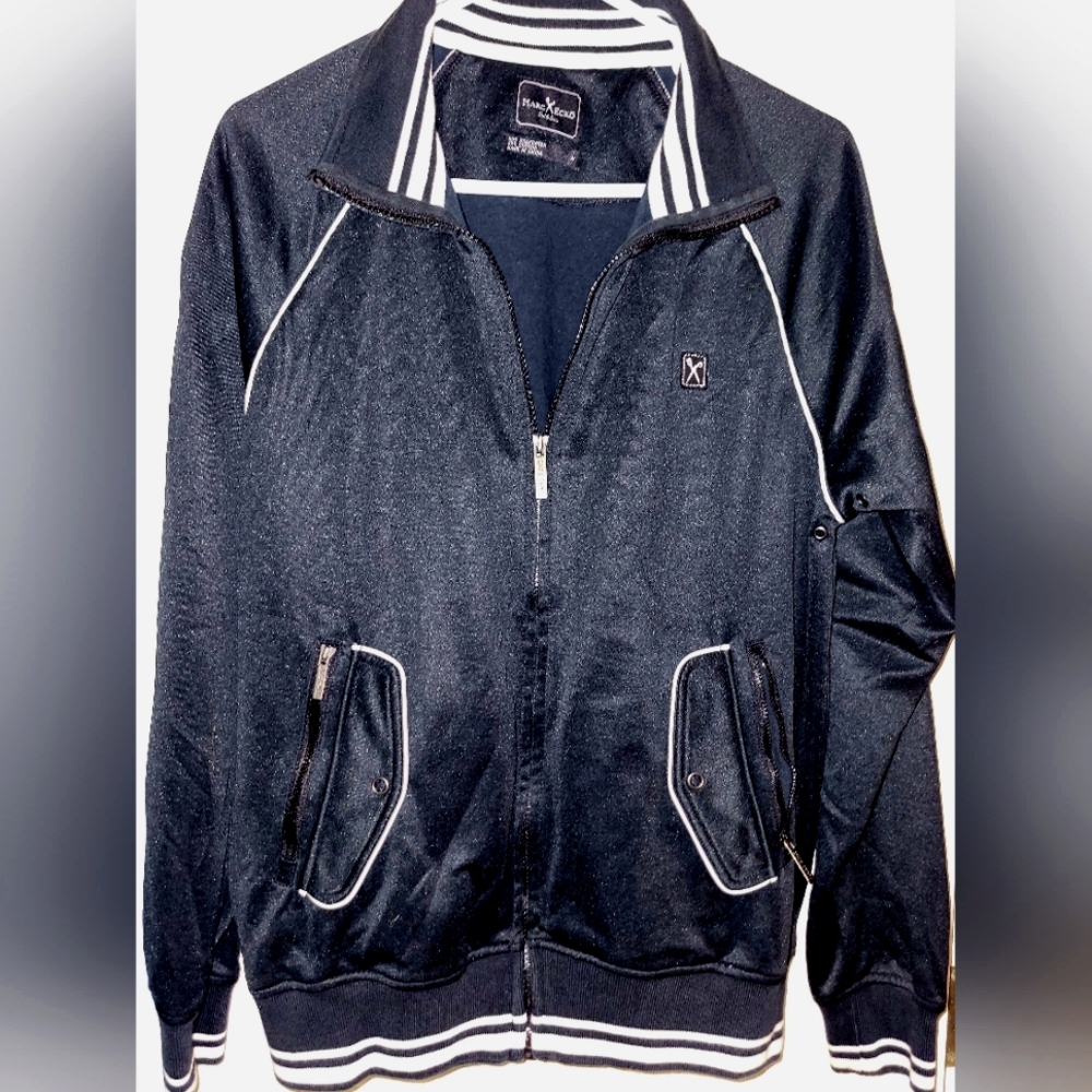 Men's Black and White Vintage Jacket _ Marc Ecko, Medium